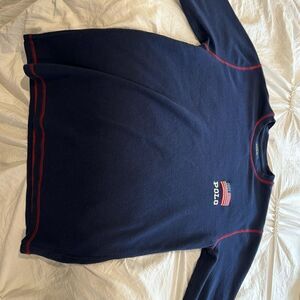 Men’s polo, Ralph Laurent, long sleeve thermal with American flag size medium